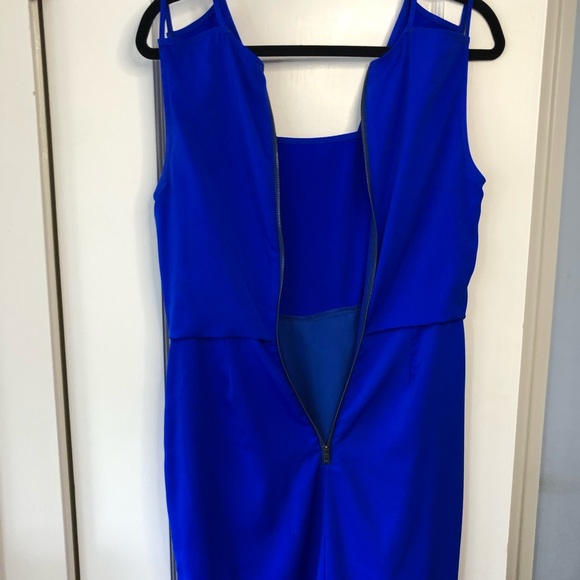 Blue Asymmetrical Double Spaghetti Strap Dress Size 4 - Picture 4 of 8